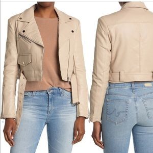 Azalea Wang Beige Faux Leather Moto Jacket